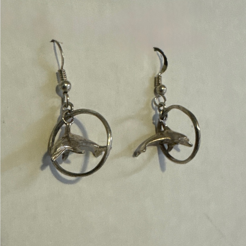Sterling Silver Dolphin Hoop Earrings